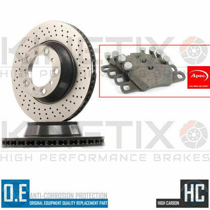 FOR PORSCHE 911 CARRERA 15- REAR DRILLED HIGH CARBON BRAKE DISCS APEC PADS 330m