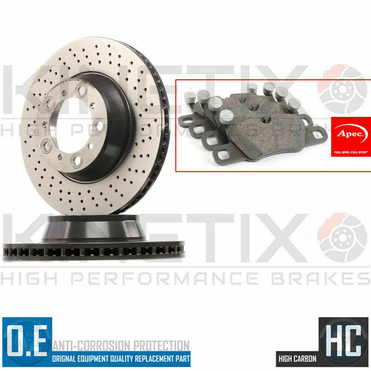 FOR PORSCHE 911 CARRERA 15- REAR DRILLED HIGH CARBON BRAKE DISCS APEC PADS 330m