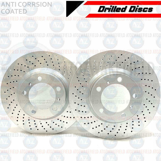 FOR PORSCHE 911 CARRERA 4S 11-16 FRONT DRILLED COATED BRAKE DISCS PAIR 340mm