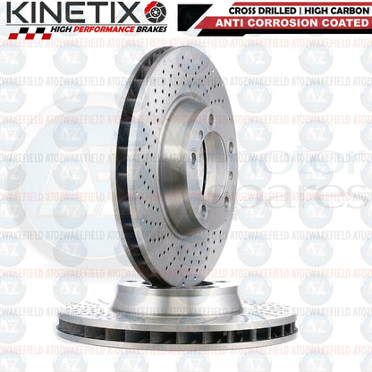 FOR PORSCHE 911 CARRERA C2S FONT 330mm VENTED KINETIX BRAKE DISCS AND PADS WIRE