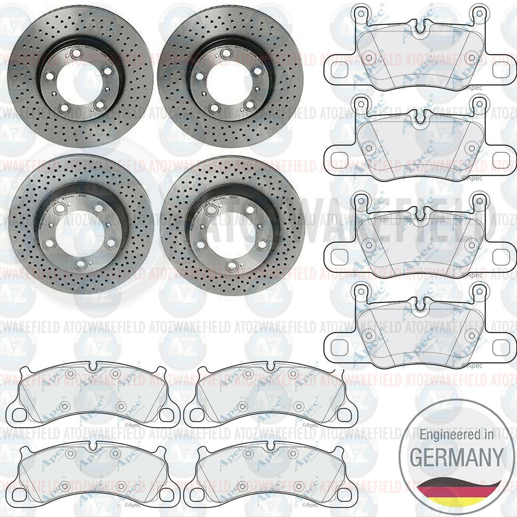 FOR PORSCHE 911 CARRERA S 991 FRONT REAR DRILLED BRAKE DISCS APEC PADS 340m 330m