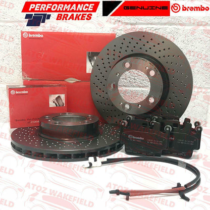 FOR PORSCHE 986 996 997 FRONT CROSS DRILLED PERFORMANCE BRAKE DISCS BREMBO PADS