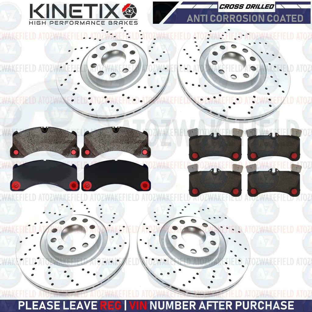 FOR PORSCHE CAYENNE 4.8 GTS TURBO S FRONT REAR DRILLED BRAKE DISCS PADS FR RR