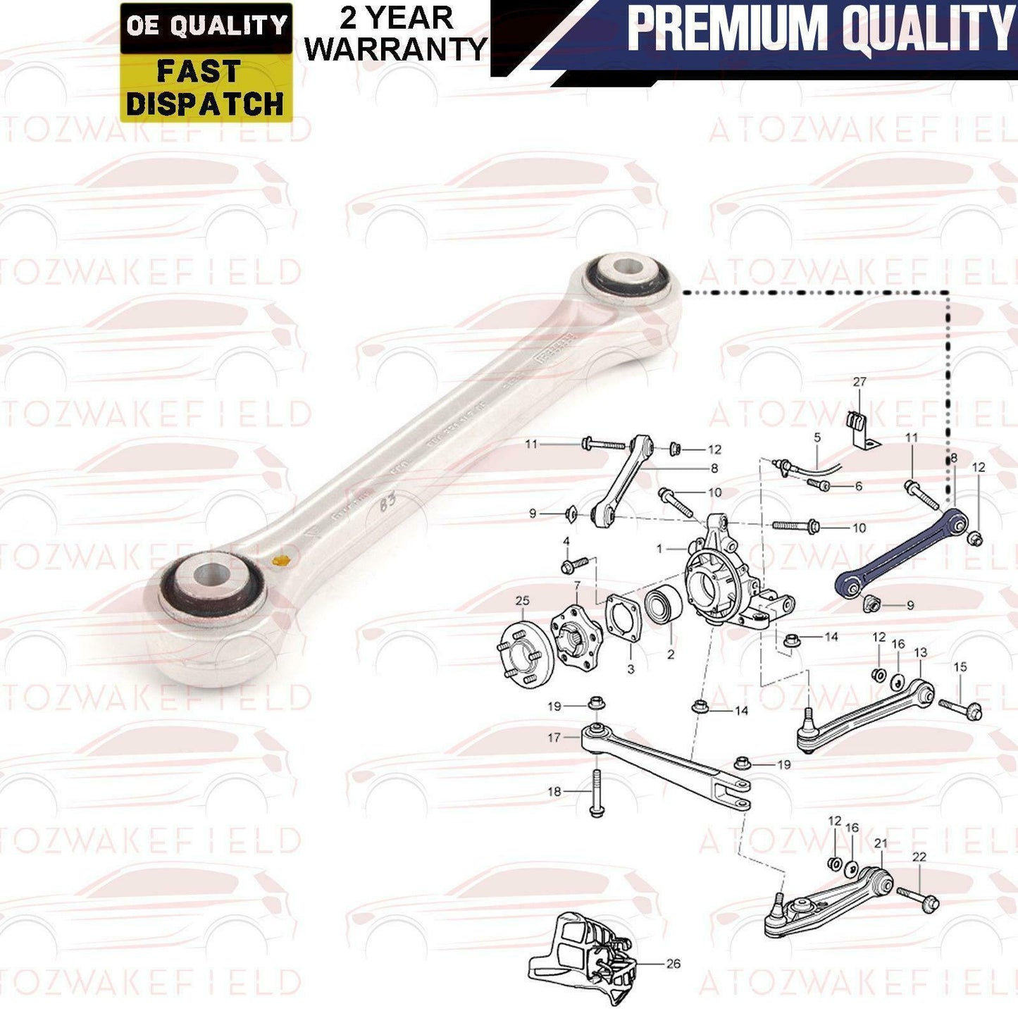 FOR PORSCHE 911 996 997 REAR UPPER SUSPENSION WISHBONE TRAILING CONTROL ARM NEW
