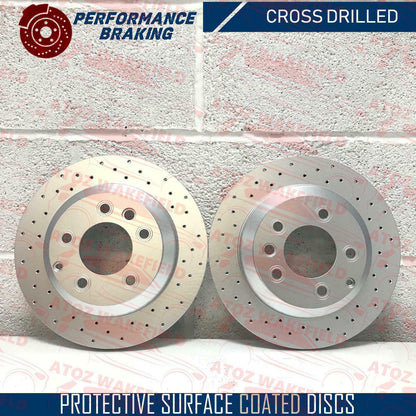 FOR AUDI Q7 DRILLED FRONT REAR BRAKE DISCS PADS WEAR SENSORS HANDBRAKE SHOES