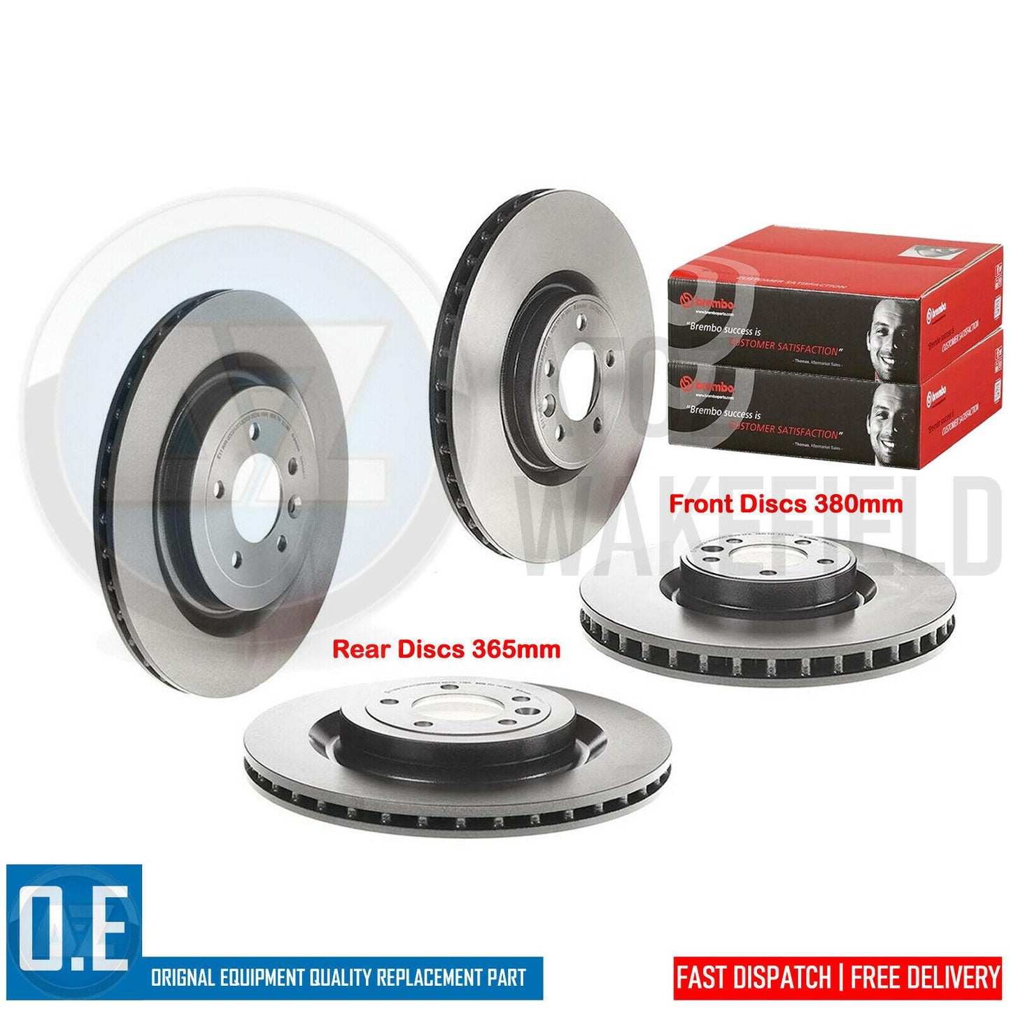 FOR RANGE ROVER SPORT 13-17 FRONT & REAR BREMBO BRAKE DISCS PADS 380mm 365mm