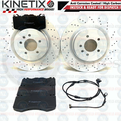 FOR RANGE ROVER SPORT 5.0 SVR FRONT DRILLED BRAKE DISCS PADS WIRE SENSOR 380mm
