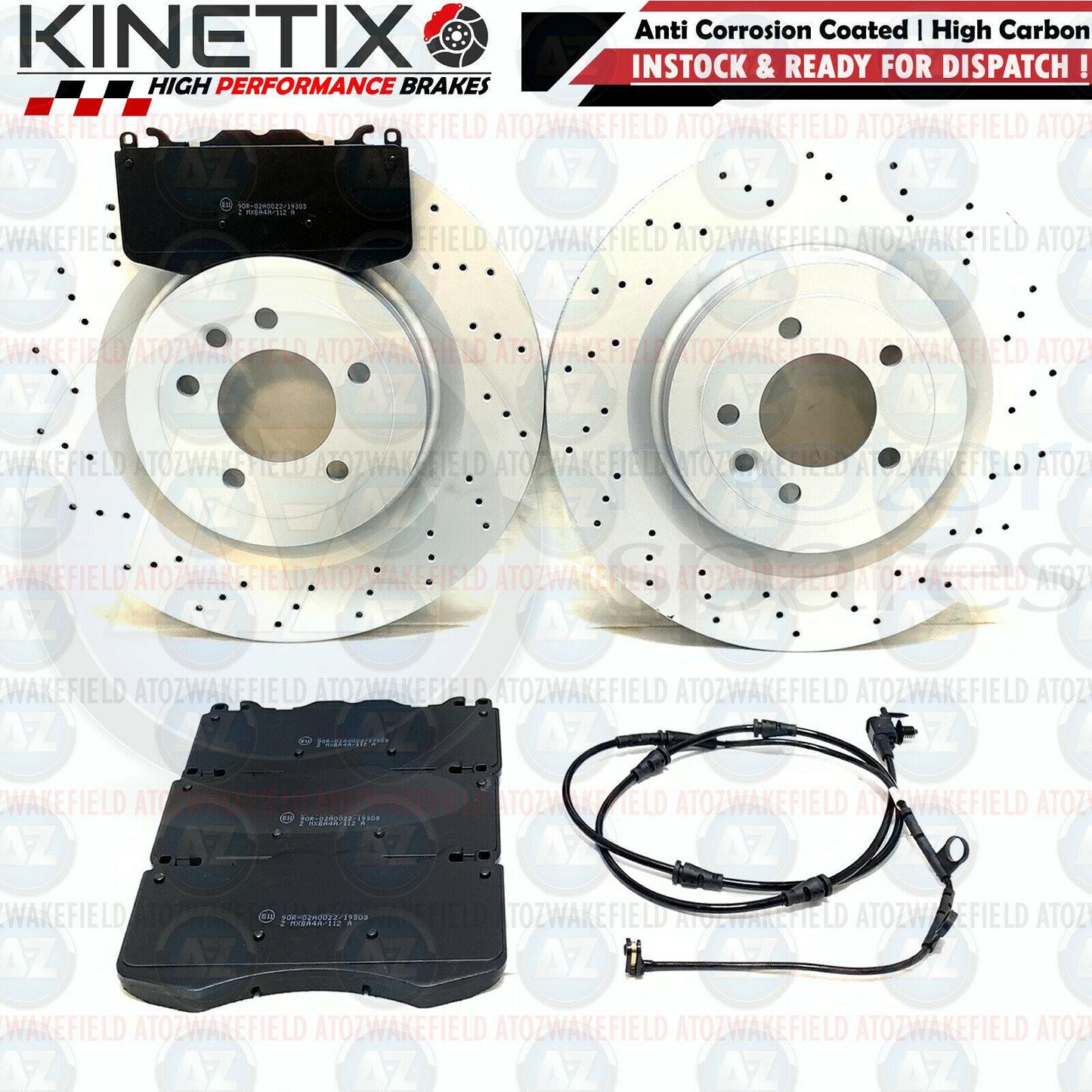 FOR RANGE ROVER 3.0 SDV6 FRONT CROSS DRILLED BRAKE DISCS PADS WEAR SENSOR 380mm
