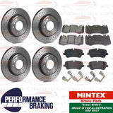 FOR RANGE ROVER 4.4 SDV8 TDV8 FRONT REAR CROSS DRILLED BRAKE DISCS MINTEX PADS