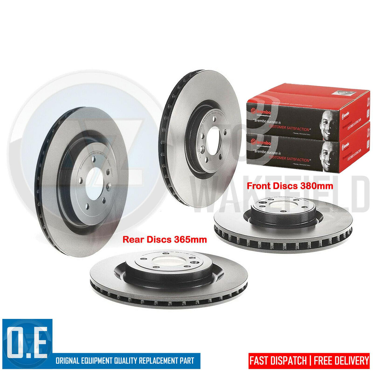 FOR RANGE ROVER 2012-2019 BREMBO FRONT REAR BRAKE DISCS & PADS 380mm 365mm