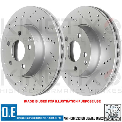 FOR RANGE ROVER SPORT 2018- FRONT CROSS DRILLED HIGH CARBON BRAKE DISCS 349mm