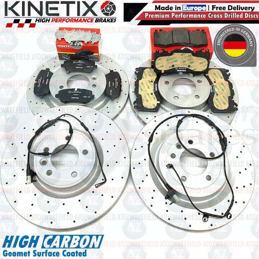 FOR RANGE ROVER 5.0 FRONT REAR DRILLED BRAKE DISCS MINTEX PADS SENSORS 380m 365m