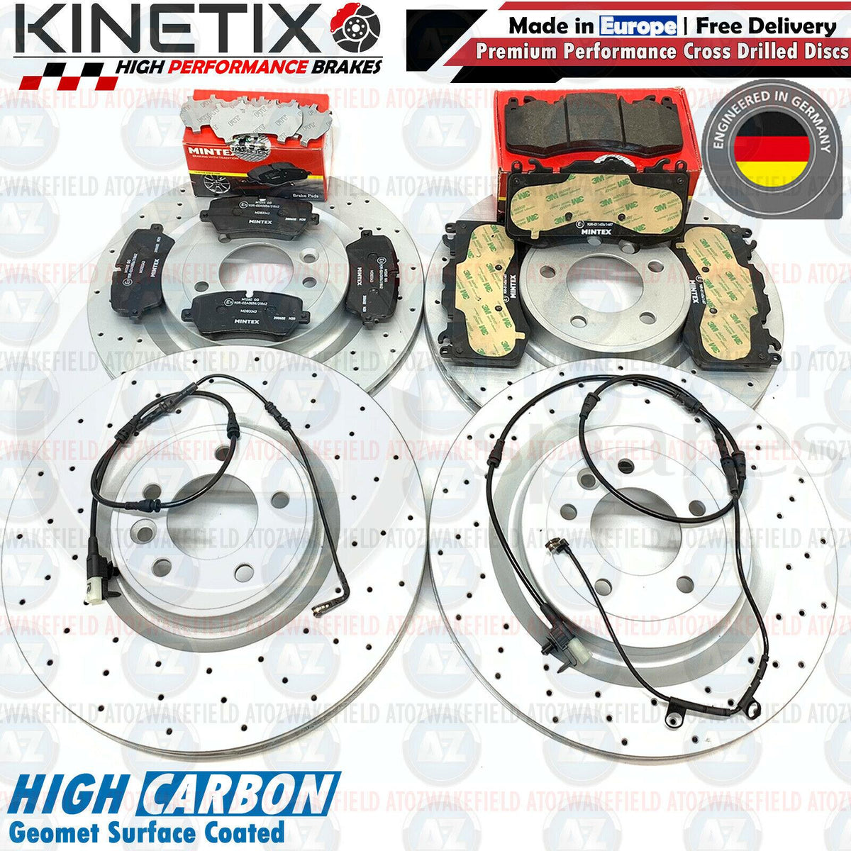 FOR RANGE ROVER SPORT SDV6 HSE FRONT REAR CROSS DRILLED BRAKE DISCS MINTEX PADS