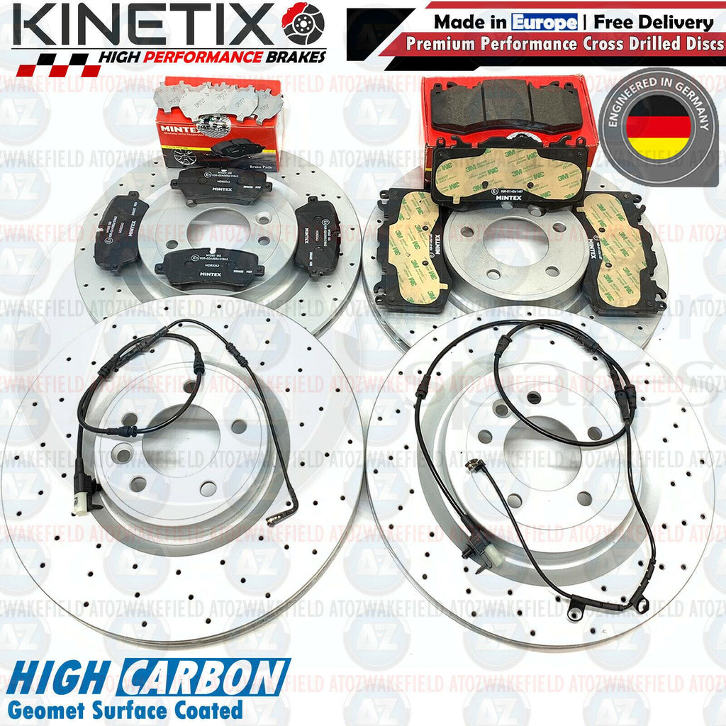 FOR RANGE ROVER SPORT 4.4 SDV8 FRONT REAR DRILLED BRAKE DISCS MINTEX PADS SENSOR