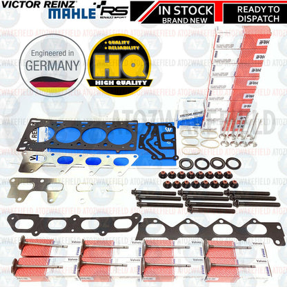 FOR RENAULT CLIO SPORT 197 CYLINDER HEAD GASKET BOLTS INLET EXHAUST VALVES KIT