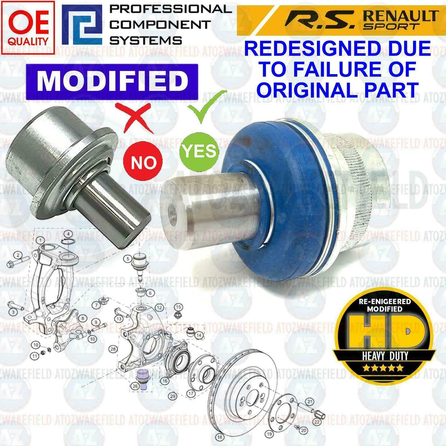 FOR RENAULT CLIO SPORT RS 197 200 FRONT SUSPENSION WISHBONE ARM PIVOT BALL JOINT