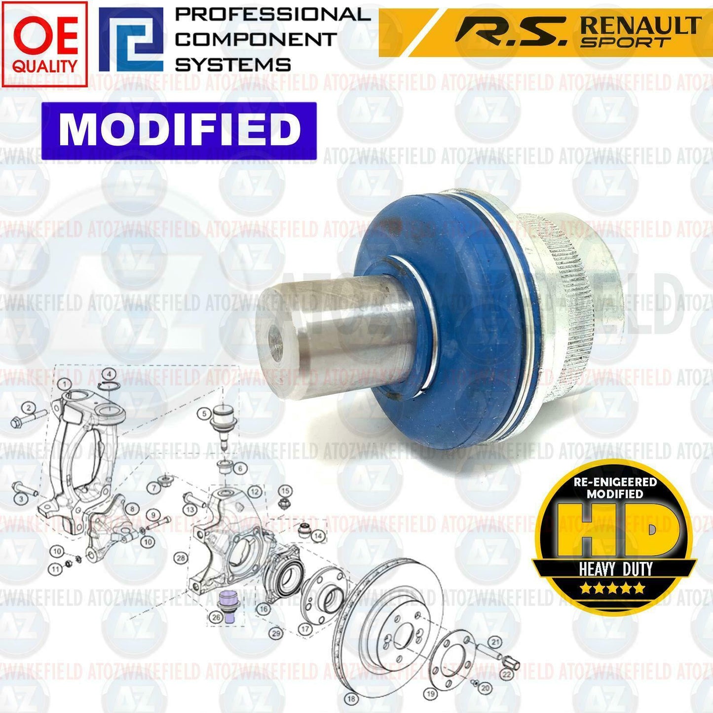 FOR RENAULT CLIO SPORT RS 197 200 FRONT SUSPENSION WISHBONE ARM PIVOT BALL JOINT
