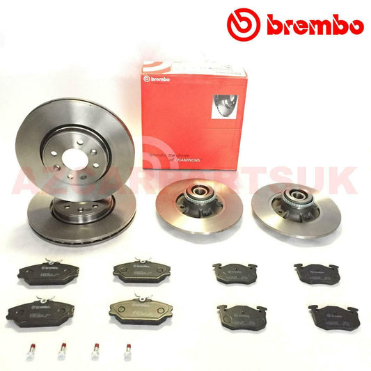 FOR RENAULT CLIO SPORT 172 182 FRONT REAR BREMBO BRAKE DISCS PADS ABS RING KIT