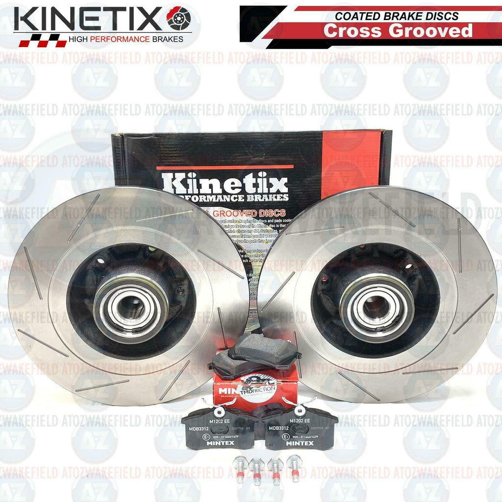 FOR RENAULT MEGANE SPORT 265 275 RS REAR CROSS GROOVED BRAKE DISCS MINTEX PADS