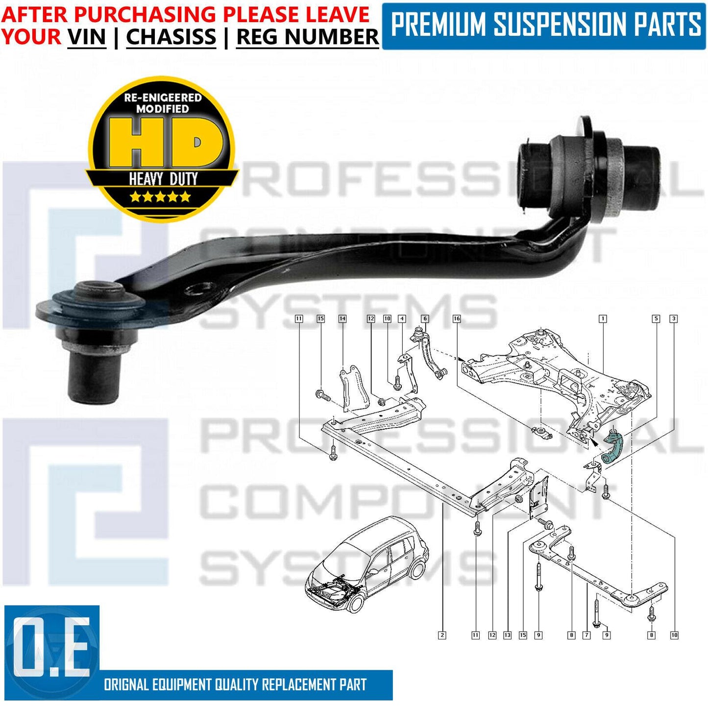 FOR RENAULT NISSAN FRONT RIGHT SUSPENSION ARM SUBFRAME HOLDER SUPPORT MOUNTING
