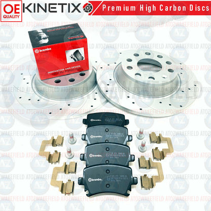FOR VW FRONT REAR CROSS DRILLED GROOVED BRAKE DISCS BREMBO PADS 312mm 282mm