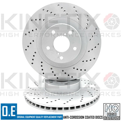 FOR SUBARU IMPREZA 2.0 TURBO 96-00 CROSS DRILLED FRONT BRAKE DISCS PAIR 295mm