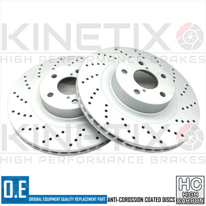 FOR SUBARU IMPREZA 2.0 TURBO 96-00 CROSS DRILLED FRONT BRAKE DISCS PAIR 295mm