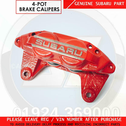 FOR SUBARU WRX STi GENUINE 4 POT FRONT BRAKE CALIPERS PAIR LEFT & RIGHT RED OEM