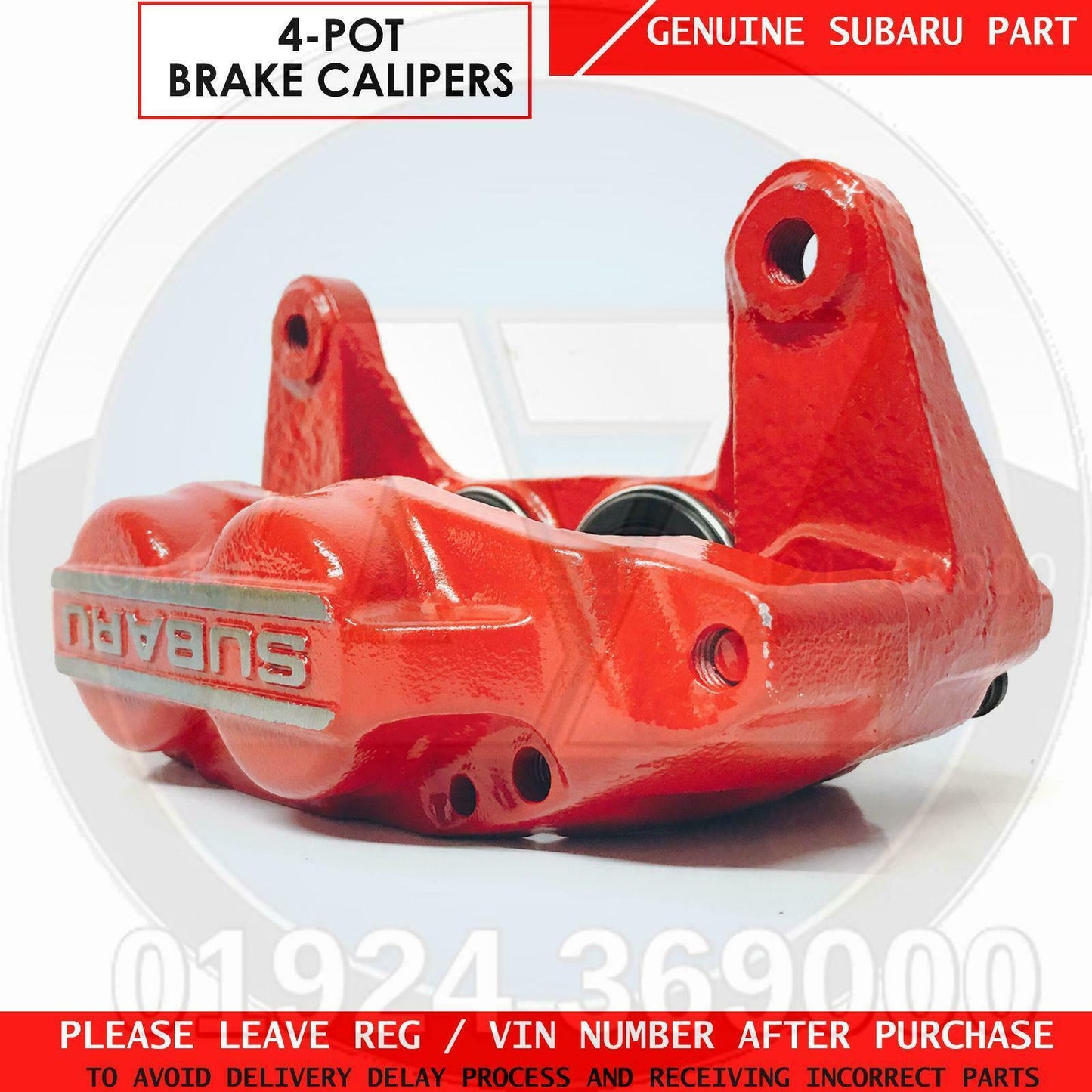 FOR SUBARU WRX STi GENUINE 4 POT FRONT BRAKE CALIPERS PAIR LEFT & RIGHT RED OEM