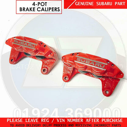 FOR SUBARU WRX STi GENUINE 4 POT FRONT BRAKE CALIPERS PAIR LEFT & RIGHT RED OEM