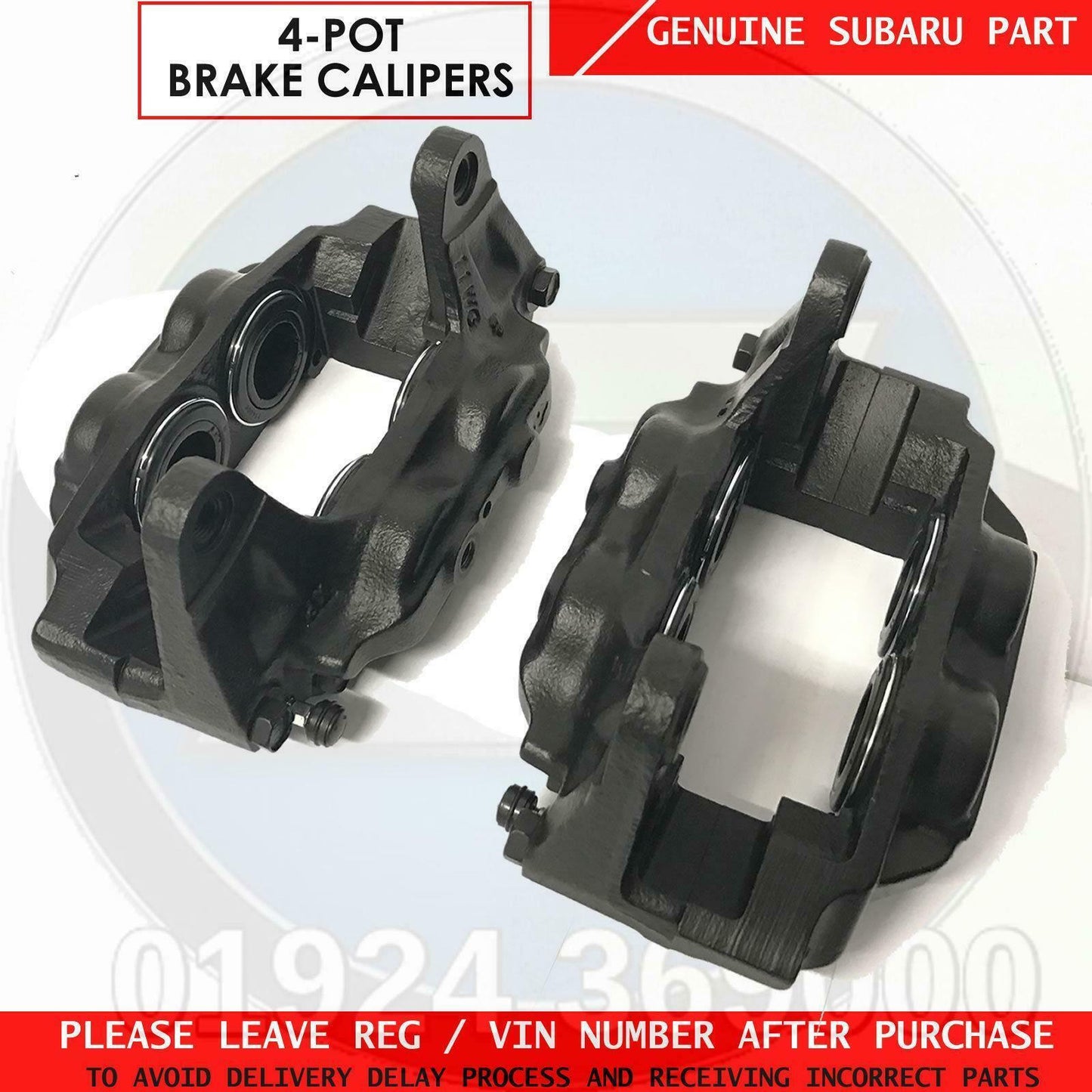 FOR SUBARU WRX STi GENUINE 4 POT FRONT BRAKE CALIPERS PAIR LEFT RIGHT BLACK OEM