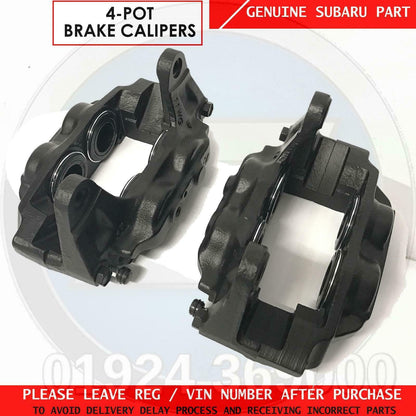 FOR SUBARU WRX STi GENUINE 4 POT FRONT BRAKE CALIPERS PAIR LEFT RIGHT BLACK OEM