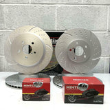 FOR SUBARU IMPREZA 2.0 TURBO FRONT REAR DIMPLED GROOVED BRAKE DISCS MINTEX PADS