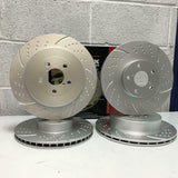 FOR SUBARU IMPREZA 2.0 TURBO FRONT REAR DIMPLED GROOVED BRAKE DISCS MINTEX PADS