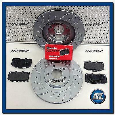 FOR SUBARU IMPREZA WRX 2.0 2.5 TURBO FRONT BREMBO BRAKE PADS GROOVED DISCS 4 POT