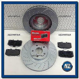FOR SUBARU IMPREZA WRX 2.0 2.5 TURBO FRONT GROOVED BRAKE DISCS BREMBO PADS 4 POT