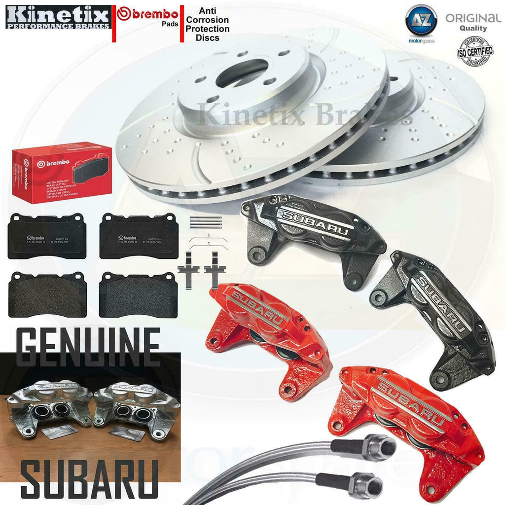 FOR SUBARU IMPREZA WRX STI TURBO FRONT BRAKE CALIPERS DISCS PADS HOSES UPGRADE