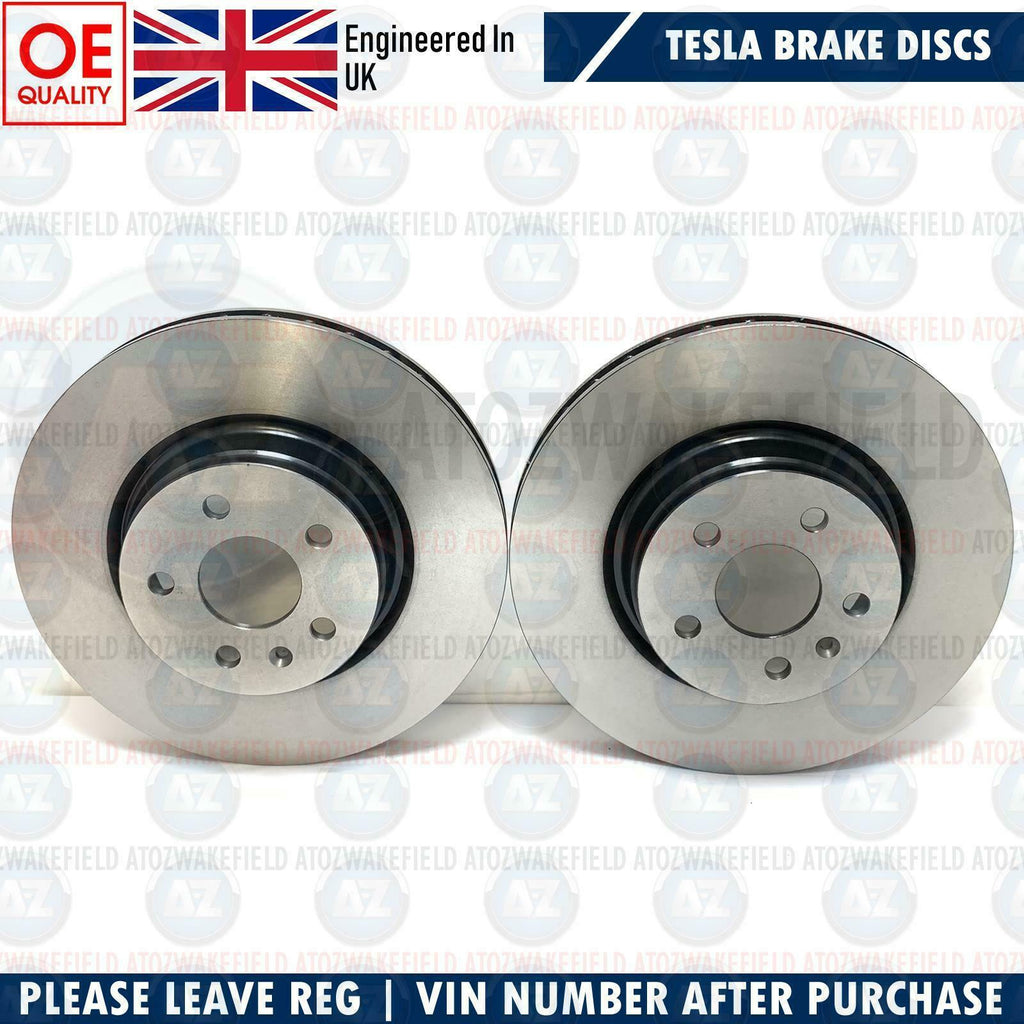 FOR TESLA MODEL S 75 FRONT HIGH CARBON COATED BRAKE DISCS PAIR 355mm