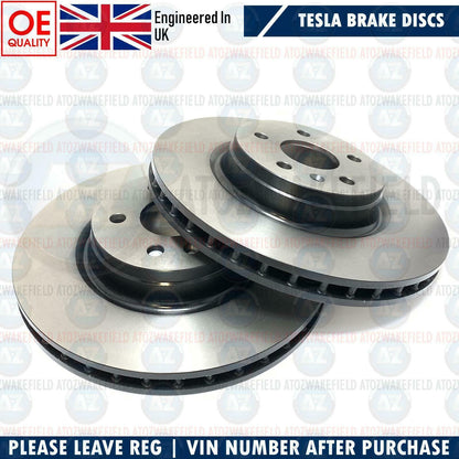 FOR TESLA MODEL S 75 FRONT HIGH CARBON COATED BRAKE DISCS PAIR 355mm
