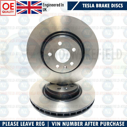 FOR TESLA MODEL S X 2013- FRONT PREMIUM HIGH CARBON BRAKE DISCS PAIR 355mm