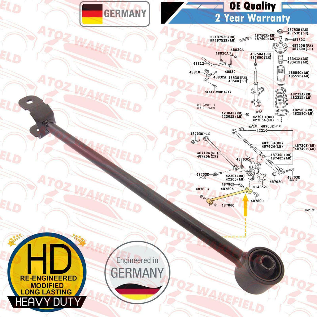 FOR TOYOTA AVENSIS T22 REAR AXLE LOWER SUSPENSION TRACK CONTROL ARM ROD 97-00
