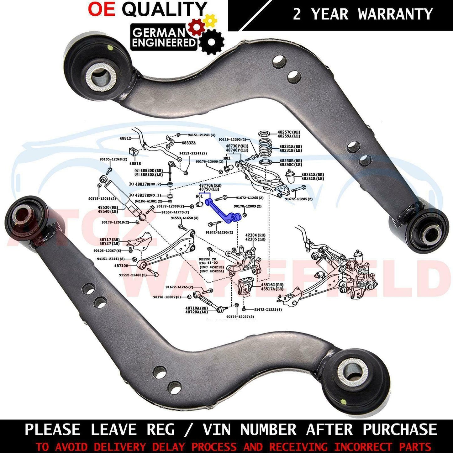 FOR LEXUS NX200 NX300 REAR TOP UPPER SUSPENSION WISHBONES TRACK CONTROL ARMS X2
