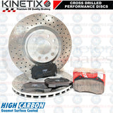 FOR VAUXHALL CORSA VXR NURBURGRING FRONT DRILLED BRAKE DISCS TRW BRAKE PADS 305m