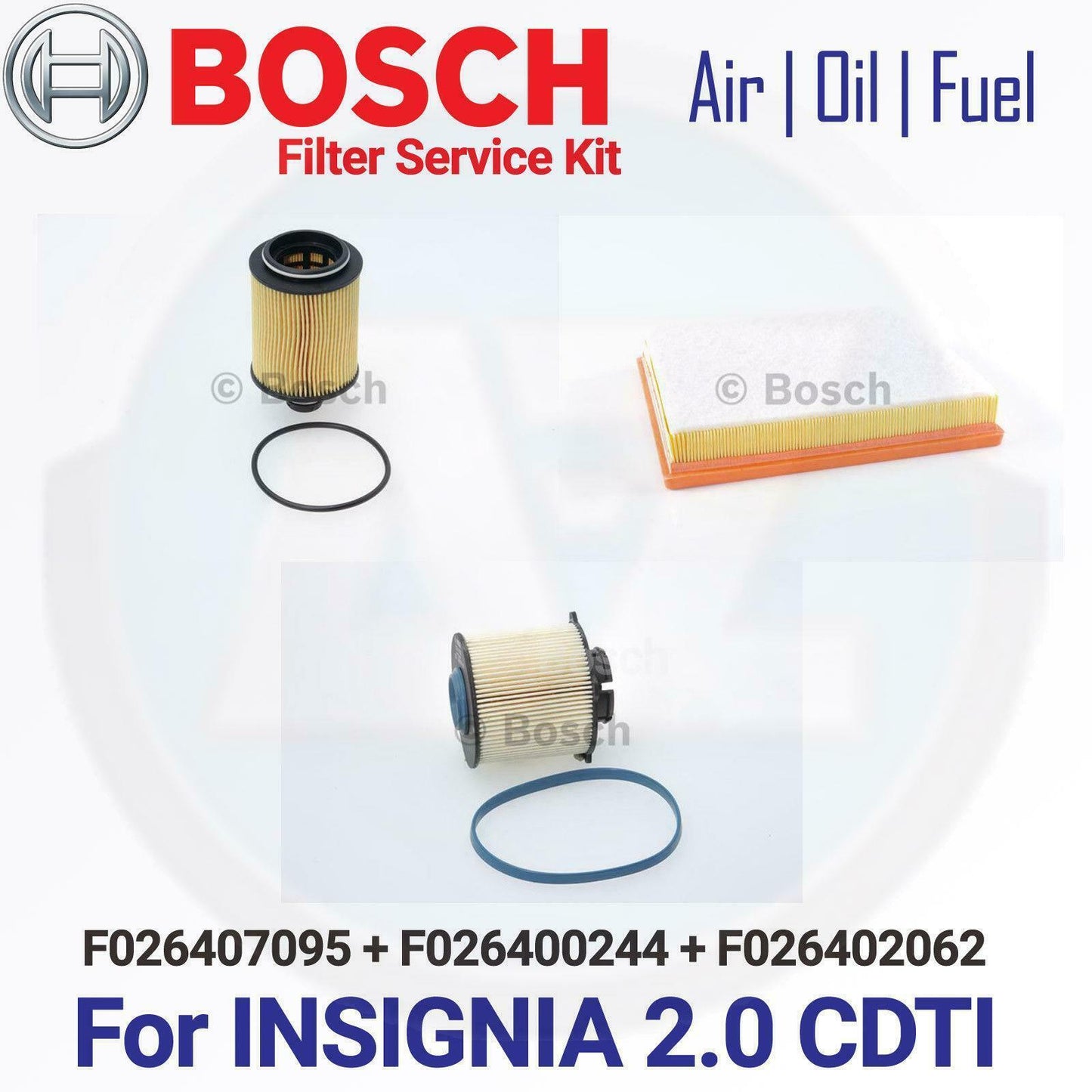 FOR VAUXHALL OPEL INSIGNIA 2.0 CDTI AIR OIL DIESEL FUEL FILTER SERVICE KIT BOSCH