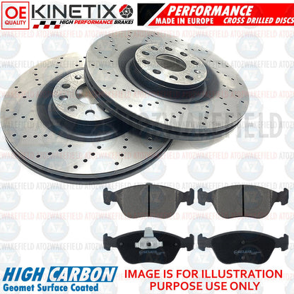 FOR VOLVO 850 S70 V70 V90 FRONT CROSS DRILLED PERFORMANCE BRAKE DISCS PADS 280mm