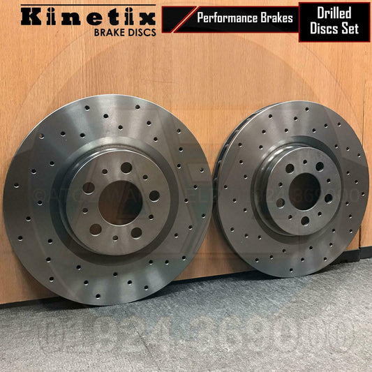 FOR VOLVO S60 S60R V70 V70R 2.5 TURBO FRONT CROSS DRILLED BRAKE DISCS PAIR 330mm