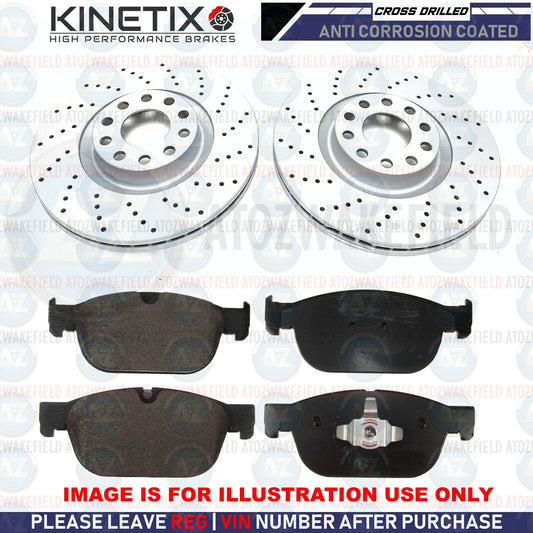 FOR VOLVO XC60 2.0 T6 FRONT CROSS DRILLED BRAKE DISCS PLATINUM BRAKE PADS 366mm