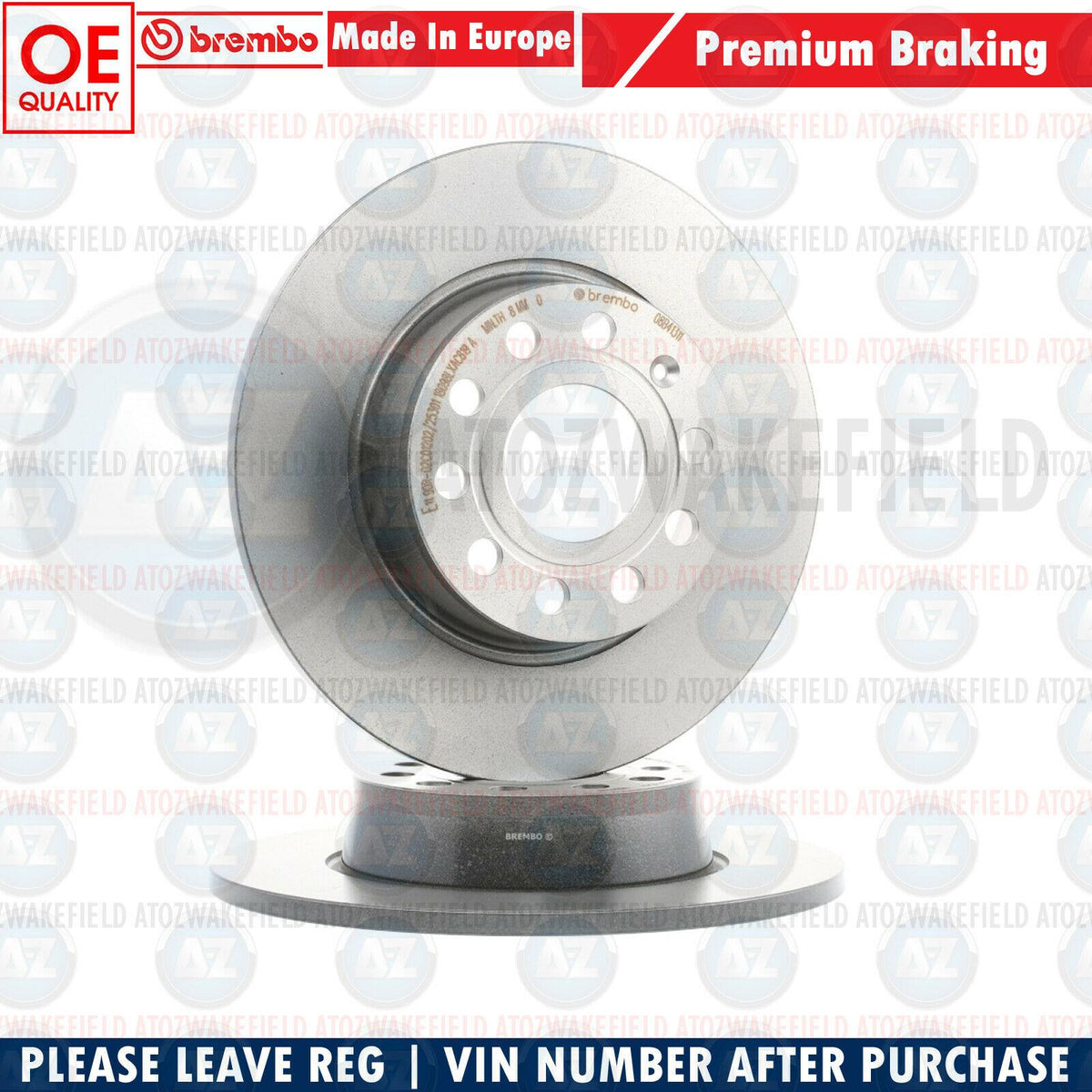 FOR AUDI A3 8P 1.6 REAR GENUINE BREMBO BRAKE DISCS PADS 272mm *Solid* RR