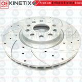 FOR AUDI A3 8V 40 TDI S LINE DRILLED GROOVED FRONT BRAKE DISCS PAIR 312mm