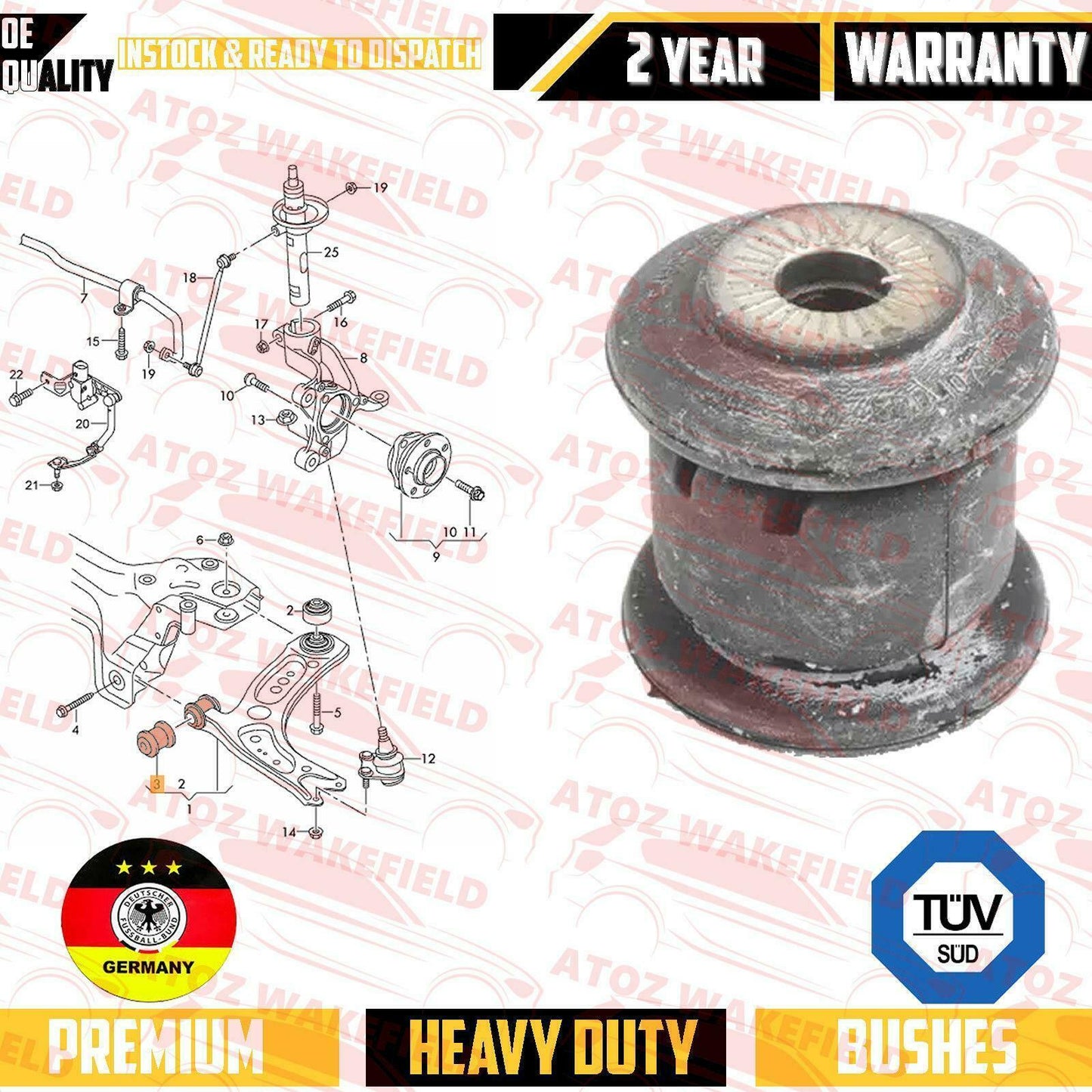 FOR VW SHARAN TOURAN TIGUAN FRONT LOWER SUSPENSION WISHBONE CONTROL ARM BUSHES 2